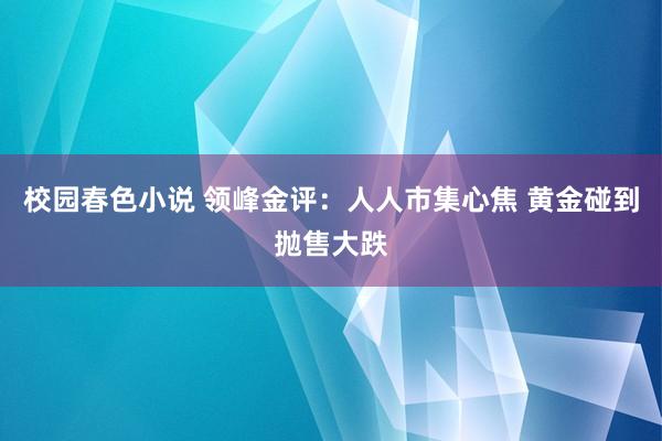 校园春色小说 领峰金评：人人市集心焦 黄金碰到抛售大跌