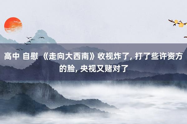 高中 自慰 《走向大西南》收视炸了, 打了些许资方的脸, 央视又赌对了