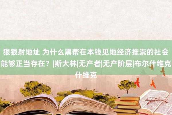 狠狠射地址 为什么黑帮在本钱见地经济推崇的社会能够正当存在？|斯大林|无产者|无产阶层|布尔什维克